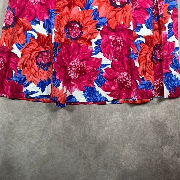 Talbots Skirt Women 14 Red Floral A-Line Pockets Business Career Office Work NEW - Picture 4 of 10